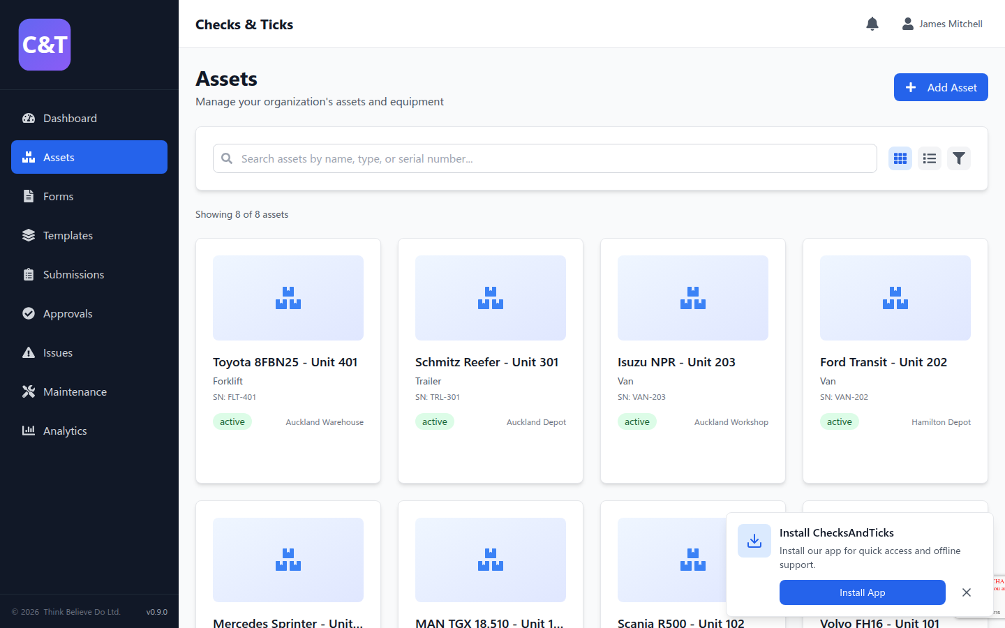Asset management - Track all your vehicles, equipment and facilities